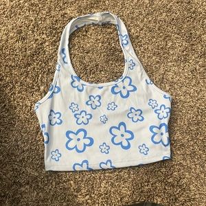 Blue flower one strap top